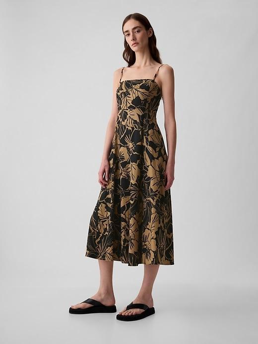 Linen-Blend Midi Dress Product Image