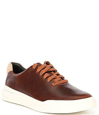 Mens Perforated Leather Low-Top Sneakers Product Image