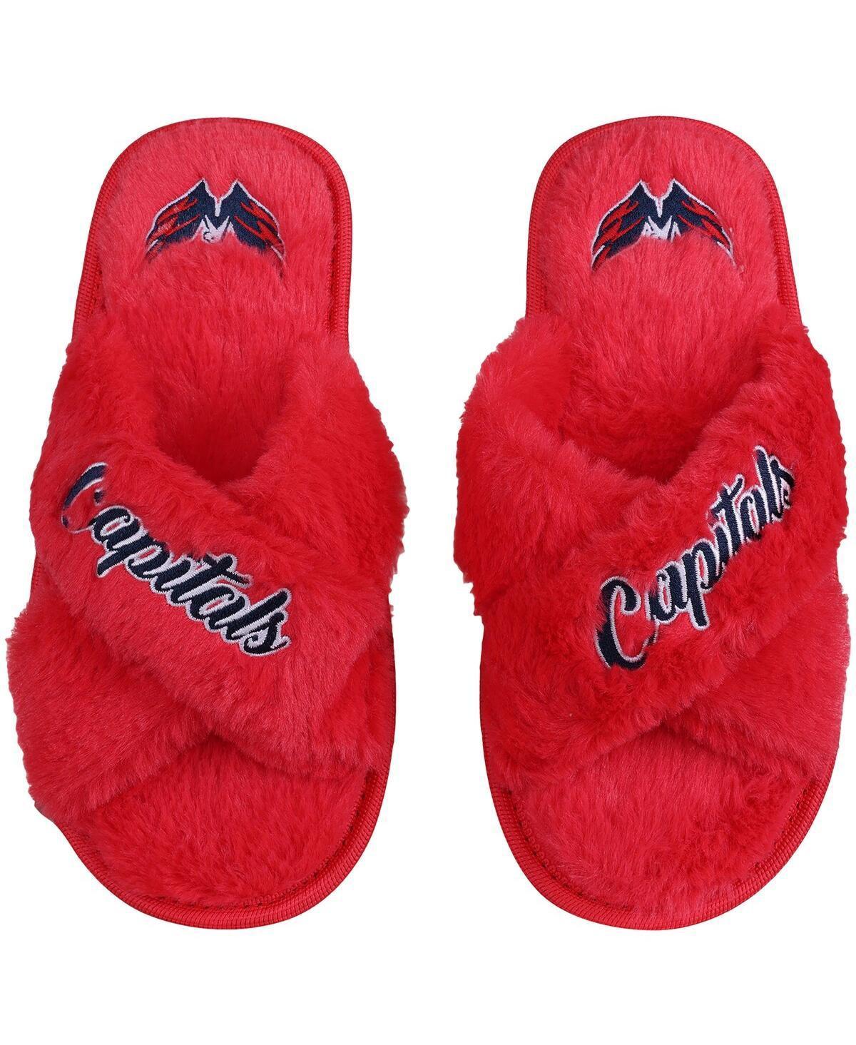 Womens Foco Washington Capitals Script Cross Slide Slippers Product Image