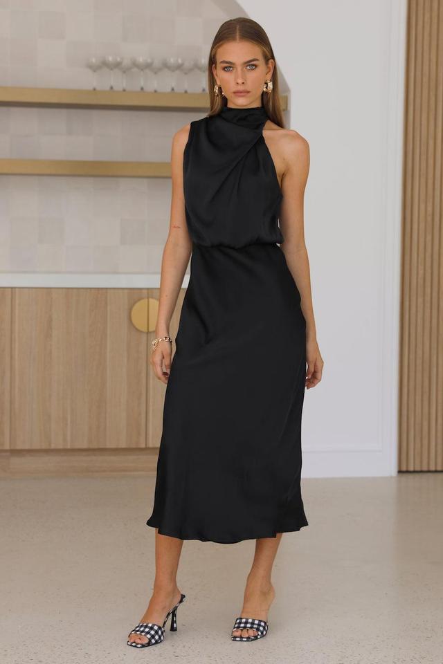 Switch Over Satin Midi Dress Black Product Image