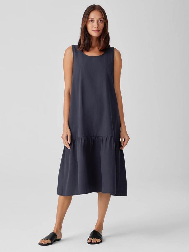 EILEEN FISHER Washed Organic Cotton Poplin Tiered Dressfemale Product Image