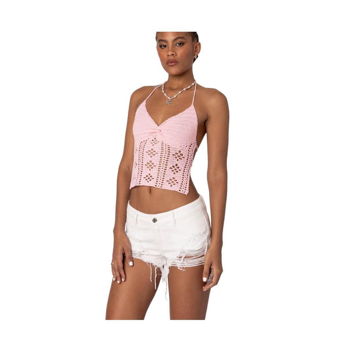 Edikted Womens Jada Open Back Crochet Top Product Image