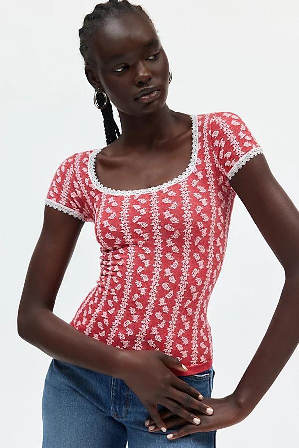 Out From Under Lace Trim Square Neck Tee Womens at Urban Outfitters Product Image