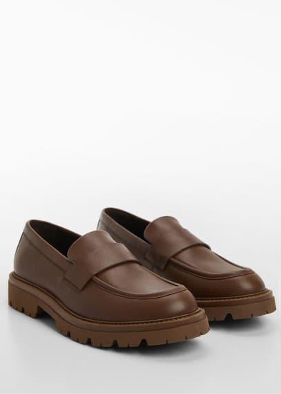 MANGO MAN - Leather moccasin with track sole chocolateMen Product Image