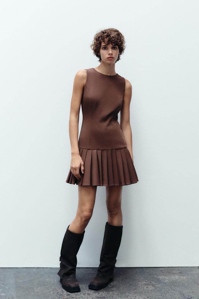 BOX PLEAT MINI DRESS Product Image