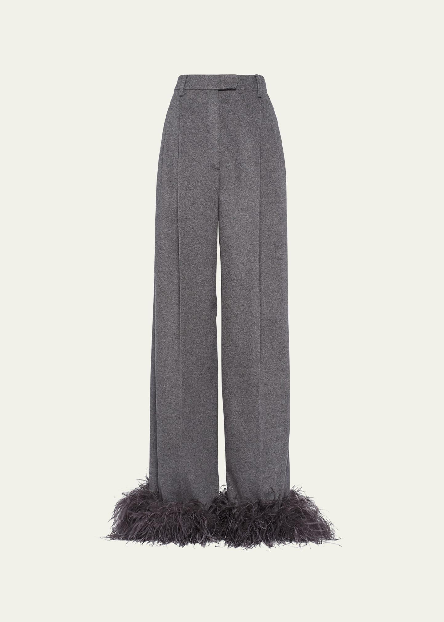 Womens Cashmere Pants with Feathers Product Image