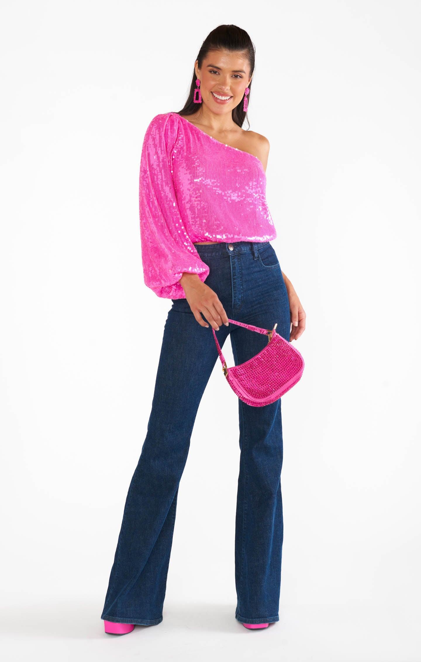 Party Top ~ Bright Pink Sequins Product Image