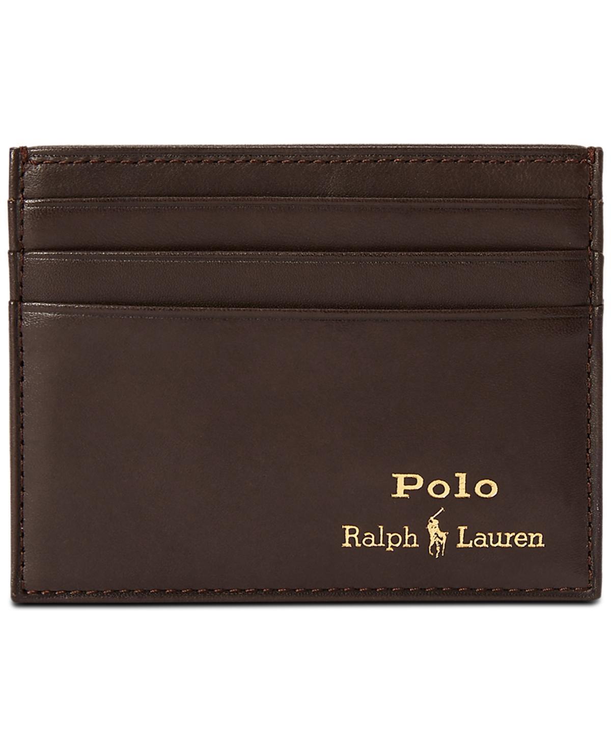 POLO RALPH LAUREN Men's Suffolk Slim Leather Card Case In Black Product Image