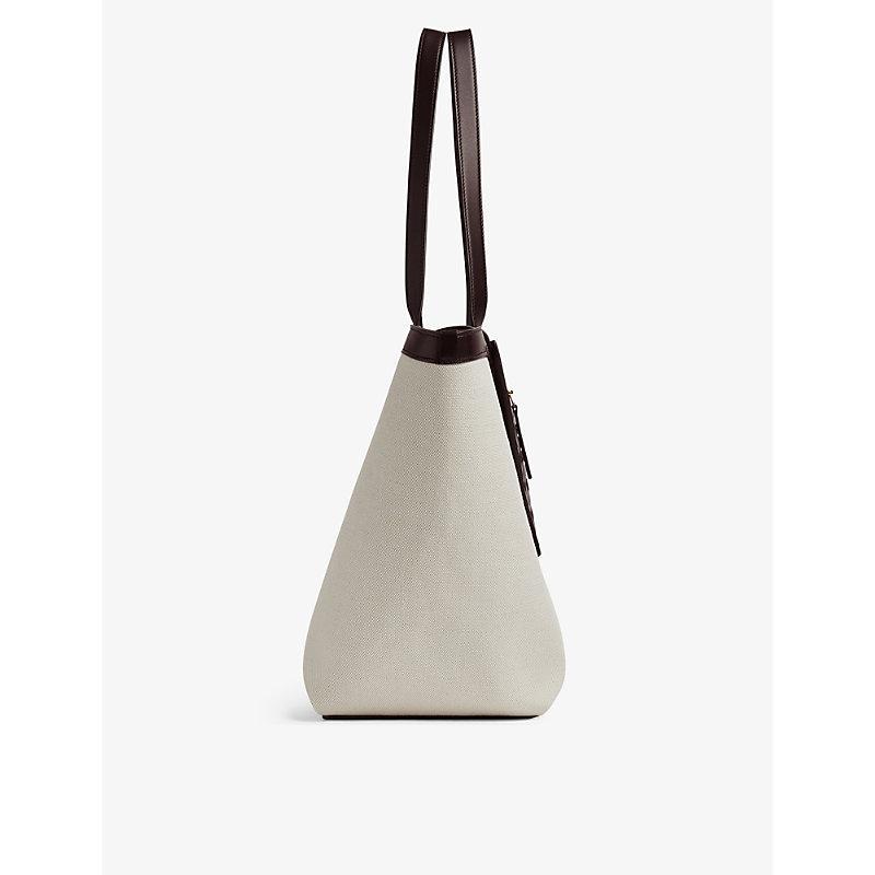 Flip Flap Intrecciato-leather And Canvas Tote Bag In Natural/fondant Product Image