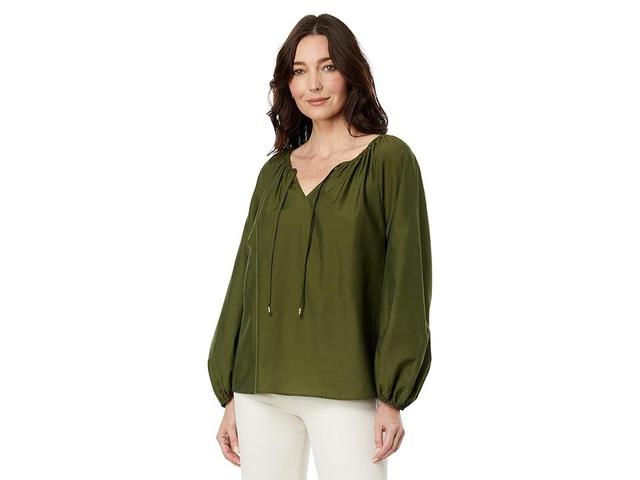 Tommy Bahama Agua Amara Long Sleeve Peasant Top (Palm Verde) Women's Blouse Product Image