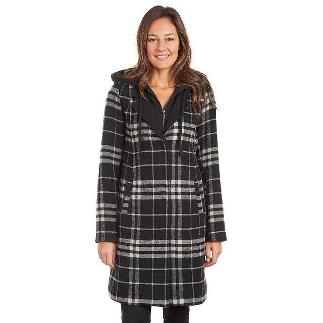 RACHEL Rachel Roy Womens Plaid Bib Hooded Coat - Black White Product Image