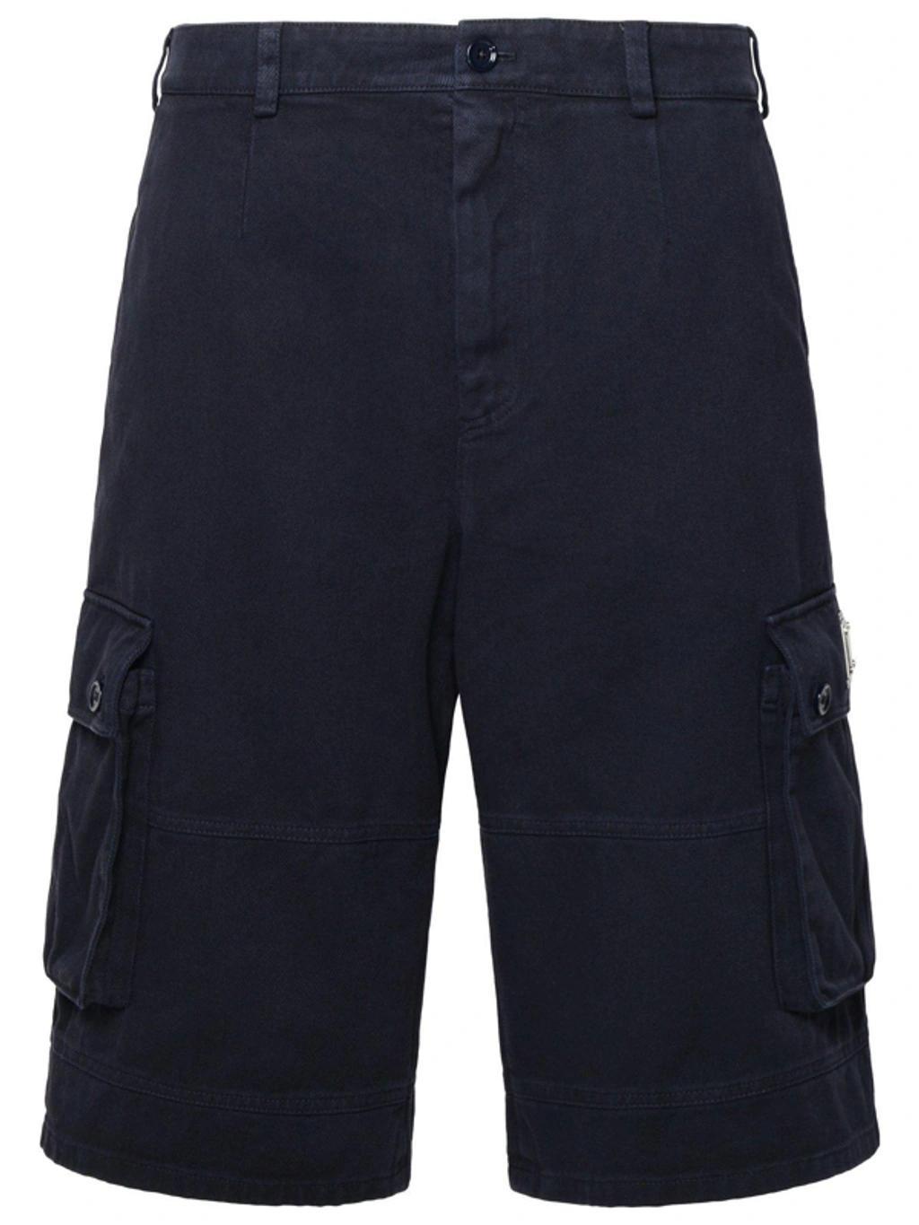 Logo Plaque Cargo Shorts In Blue Product Image