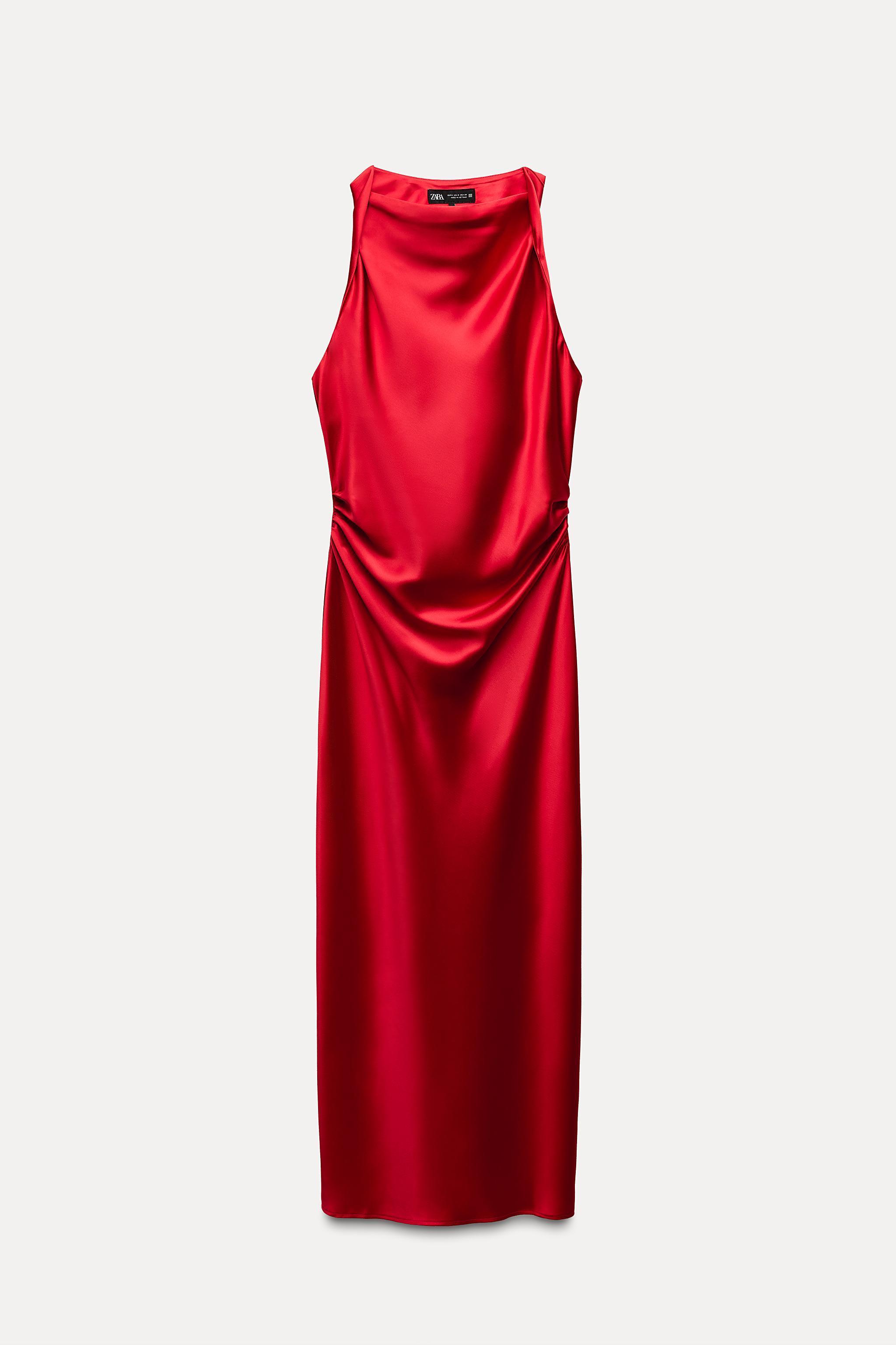 SATIN EFFECT MIDI DRESS Product Image