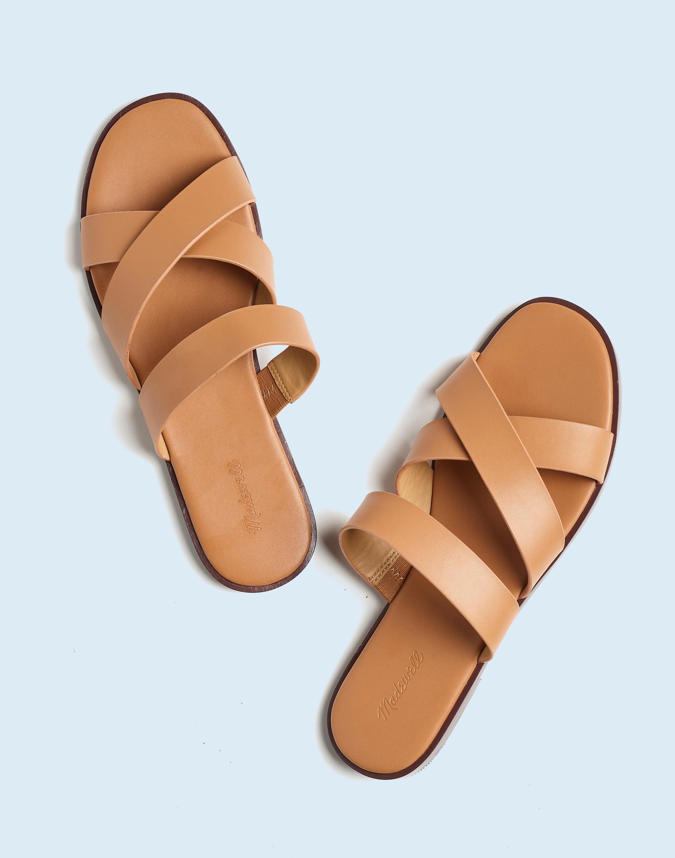 The Mena Slide Sandal in Leather Product Image