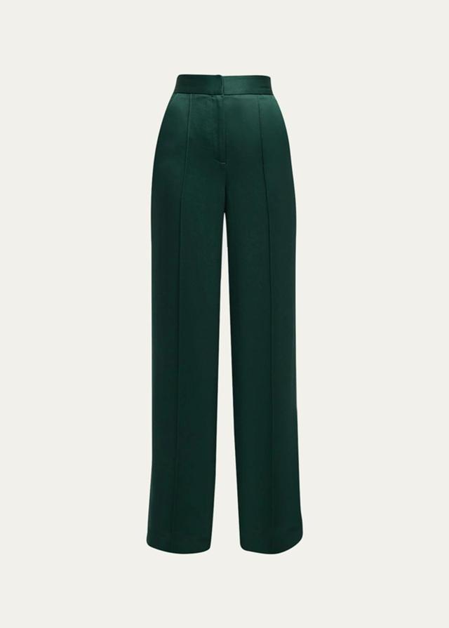 VERONICA BEARD Edia Satin Wide-leg Pants In Pine Product Image