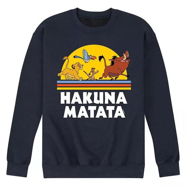 Disneys The Lion King Mens Hakuna Matata Sunset Fleece Sweatshirt Blue Product Image