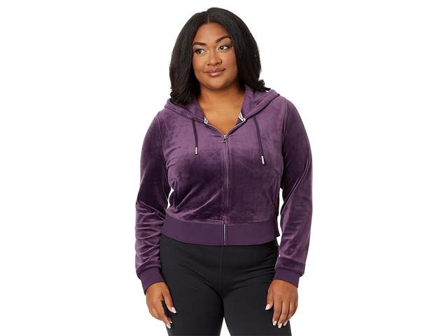 Juicy Couture Solid Classic Juicy Hoodie With Back Bling (Electric Violet) Women's Sweater Product Image