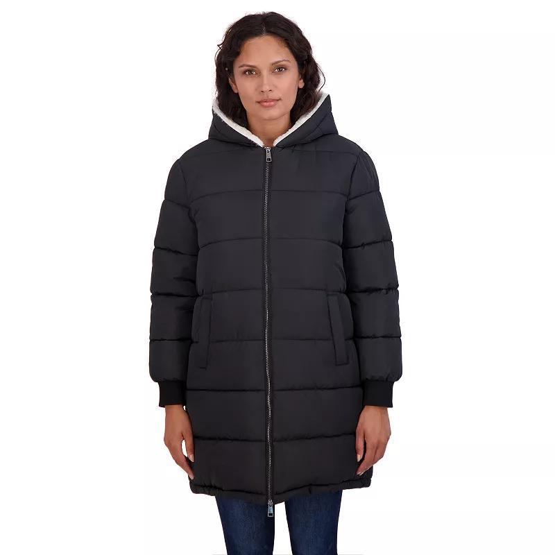 Womens Sebby Collection Hooded Cozy Lined Puffer Coat Product Image