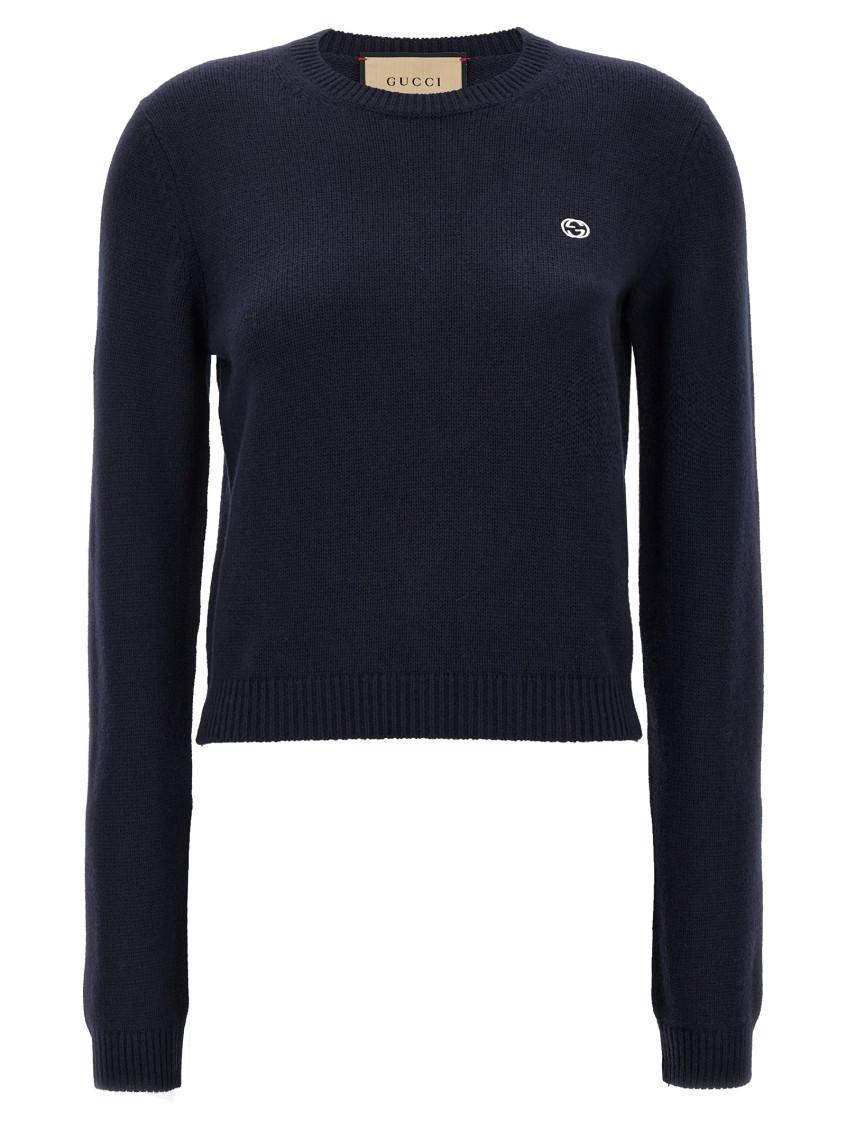 Logo Knitwear Sweater With Long Sleeves In Blue Product Image