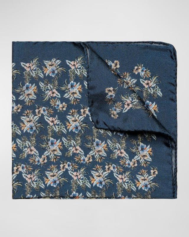 Men's Floral-Print Silk Pocket Square Product Image