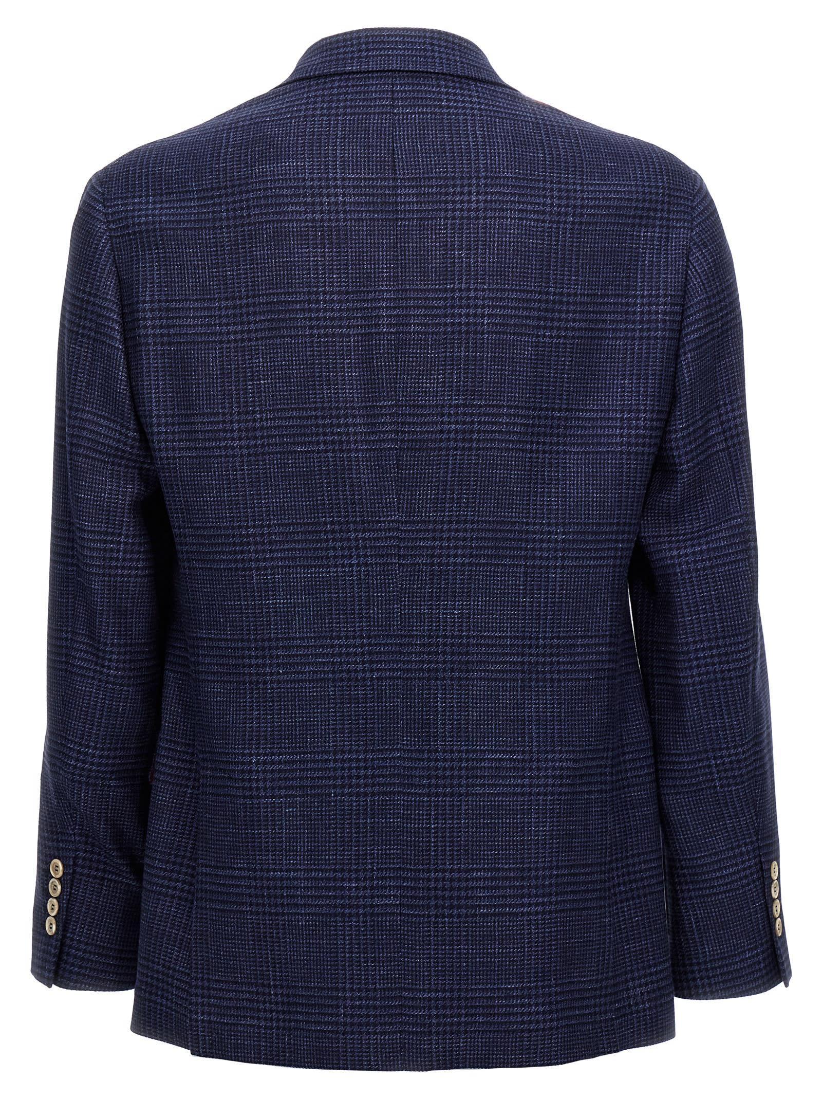 Check Single-breasted Blazer In Blue Product Image