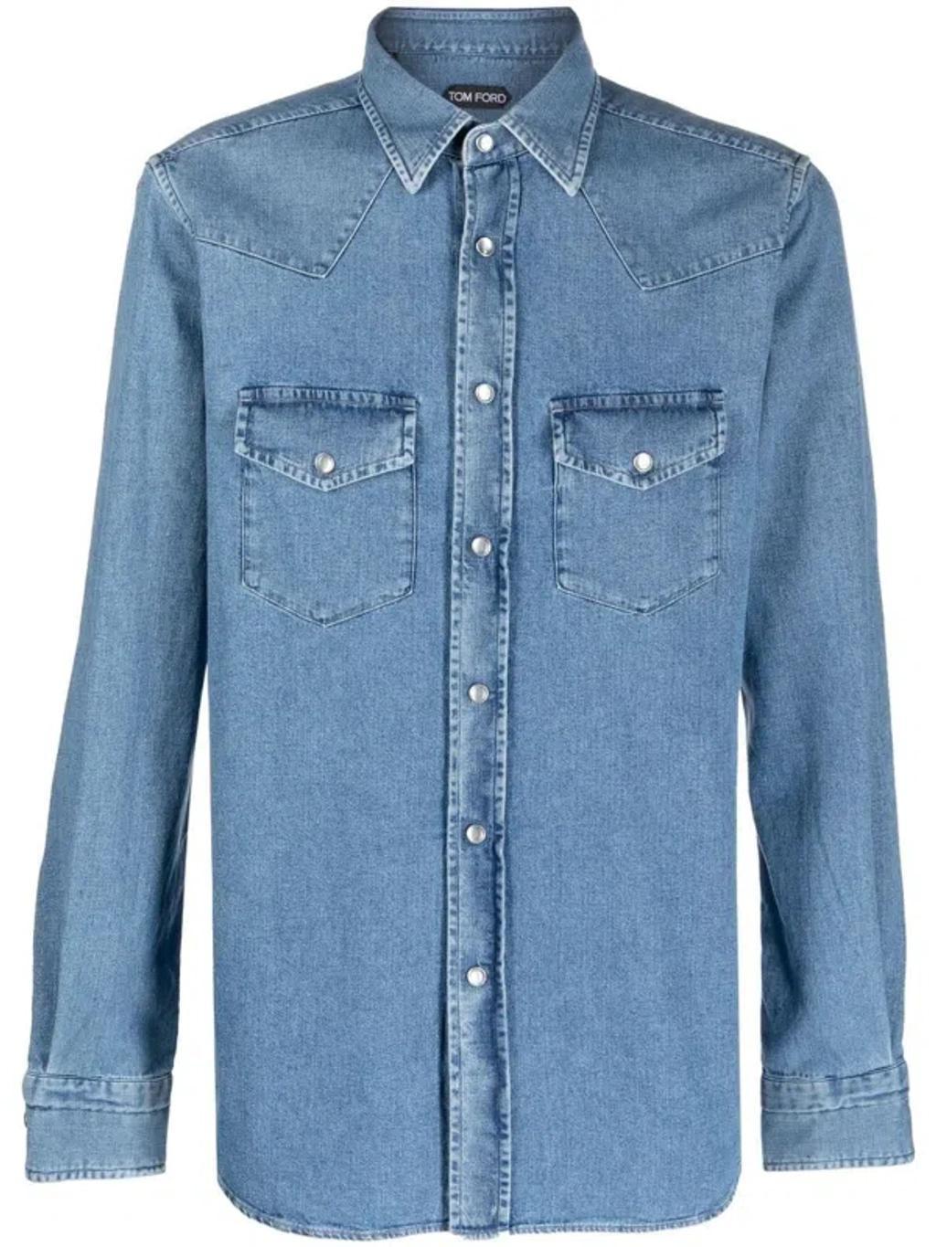 Camicia Denim Western In Blue Product Image