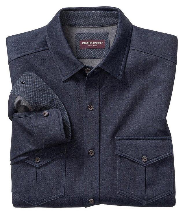 Johnston & Murphy Indigo Knit Long-Sleeve Woven Shirt Product Image