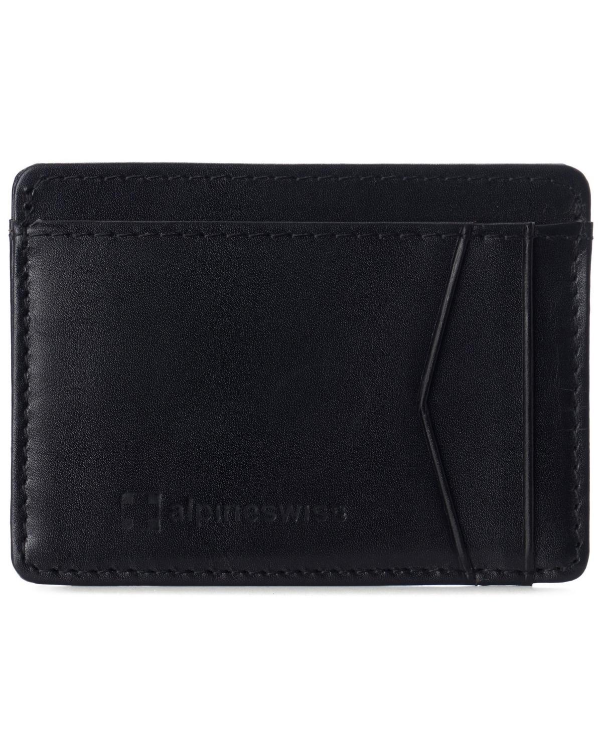 Alpine Swiss Mens Rfid Safe Front Pocket Wallet Smooth Leather Slim Card Holder - Gray Product Image