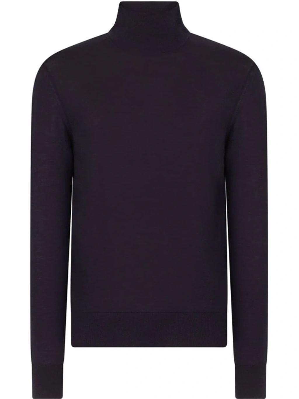 Cashmere-silk Roll-neck Jumper In Blue Product Image