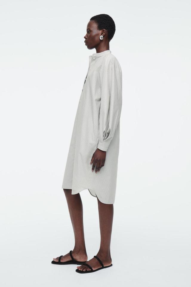 GRANDAD-COLLAR MIDI SHIRT DRESS Product Image