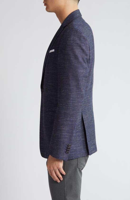 HUGO BOSS Slim-fit Jacket In A Patterned Wool Blend In Dark Blue Product Image