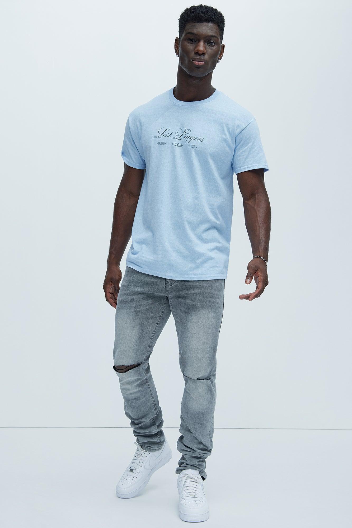 Lost Prayers Repent Short Sleeve Tee - Light Blue Product Image