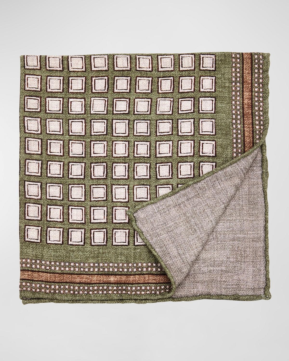 Men's Geometric Design Silk Pocket Square Product Image