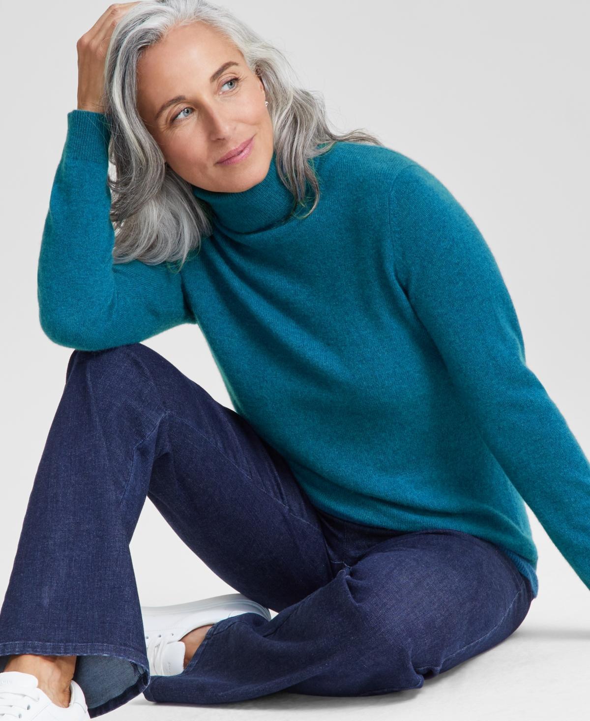 Charter Club 100% Cashmere Womens Turtleneck Sweater, Regular & Petites, Created for Macys Product Image