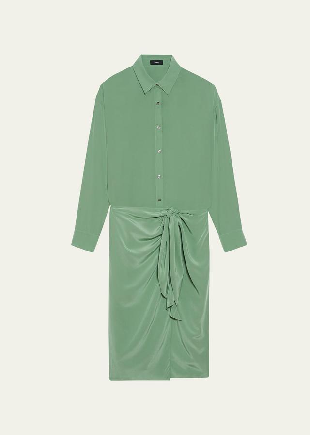 Theory Sarong Skirt Long Sleeve Shirtdress Product Image