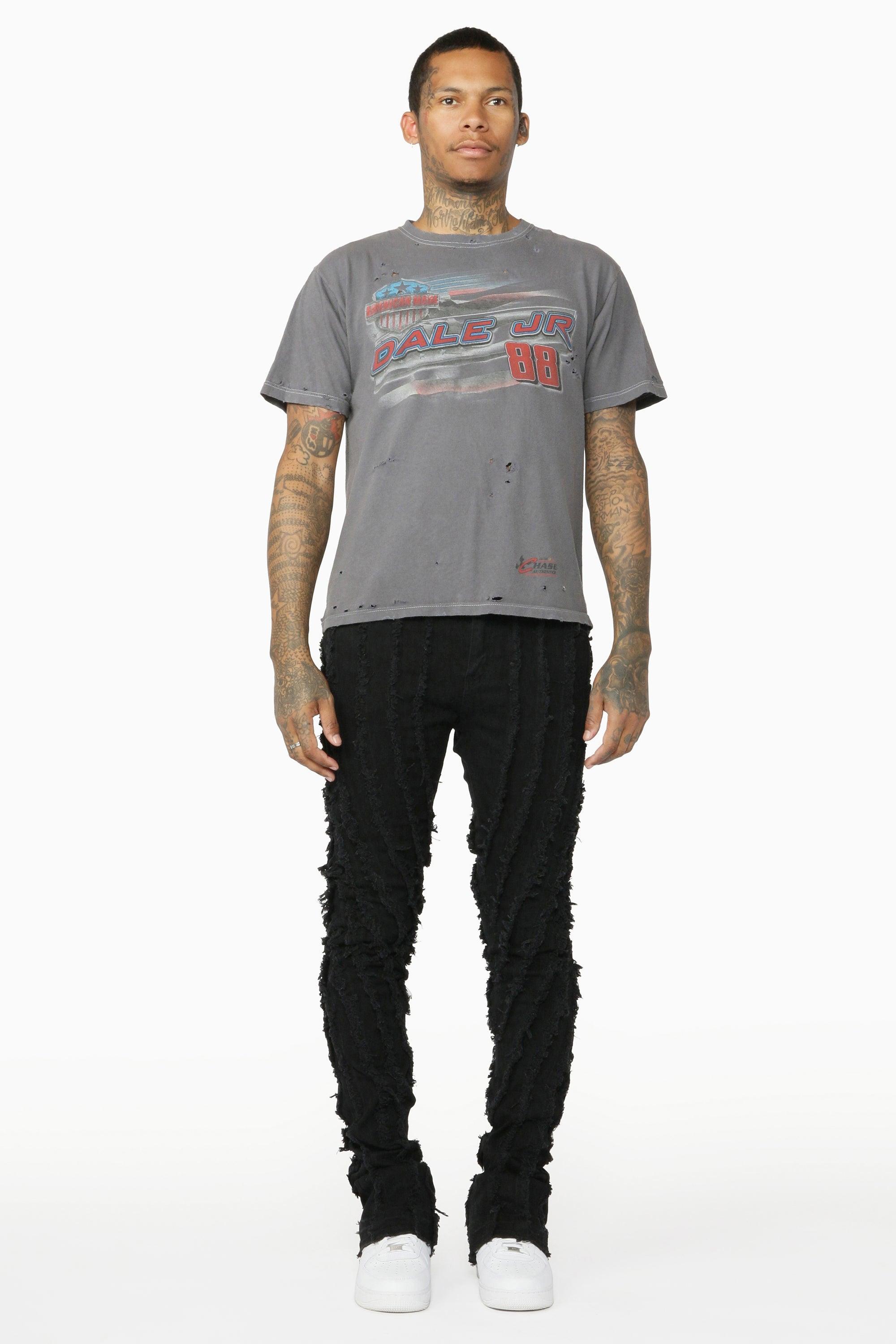 Lazer Black Stacked Flare Jean Male Product Image