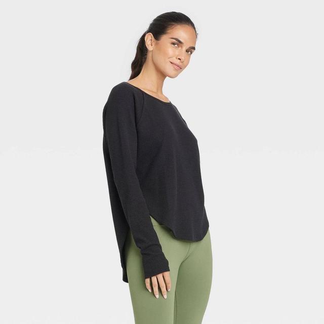 Womens Waffle Leggings-Friendly Long Sleeve Top - JoyLab Black XS Product Image