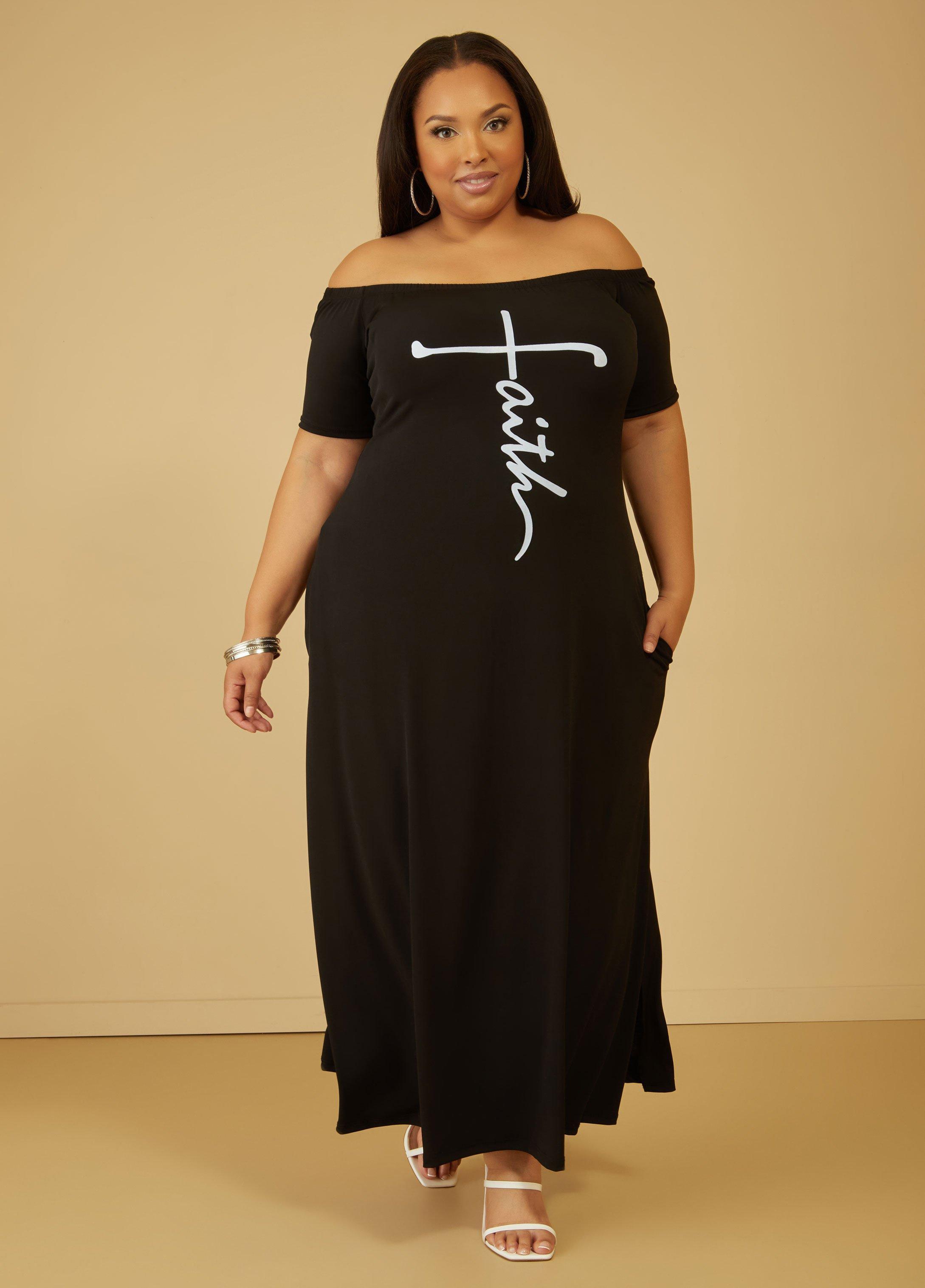 Plus Size Faith Off The Shoulder Maxi Dress Ashley Stewart Product Image