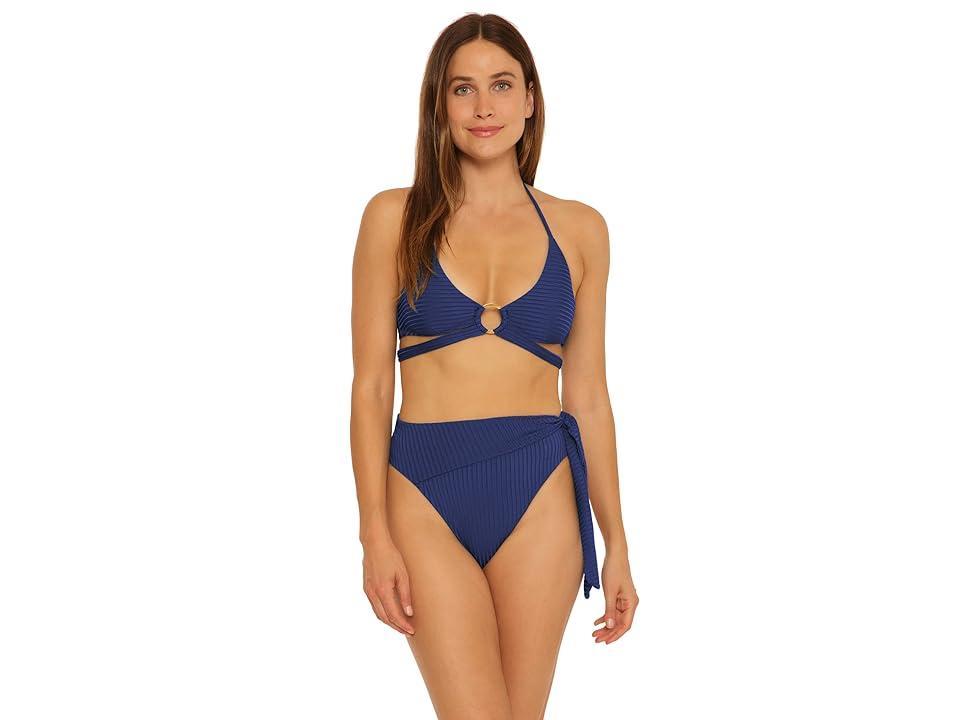 Trina Turk Olympia Rib Ring Halter Top (Ink) Women's Swimwear Product Image