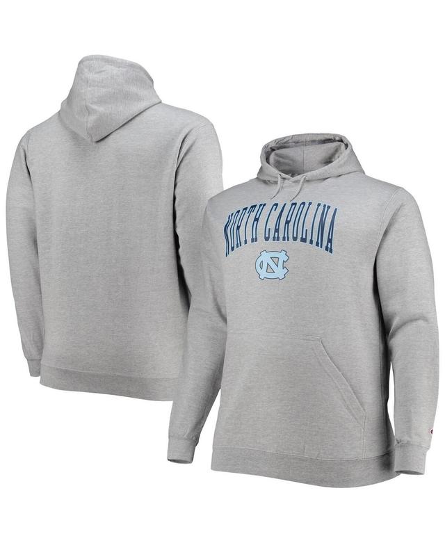 Mens Champion Heather Gray North Carolina Tar Heels Big and Tall Arch Over Logo Powerblend Pullover Hoodie Product Image