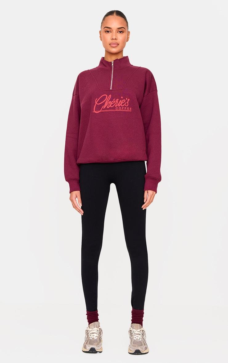 Plum Cheries Coffee Puff Print Half Zip Sweatshirt Product Image