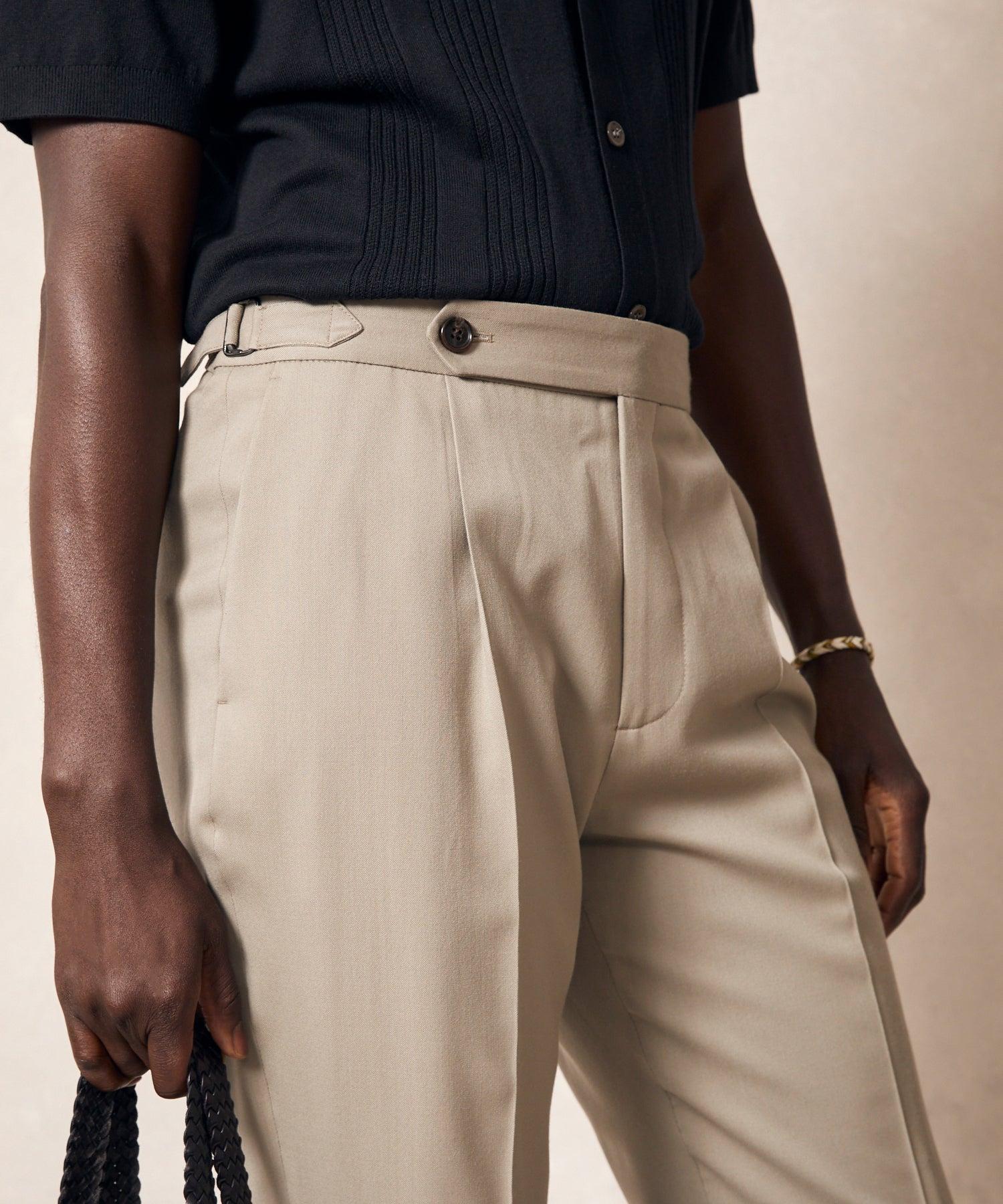 Italian Gabardine Side Tab Trouser in Stone Product Image