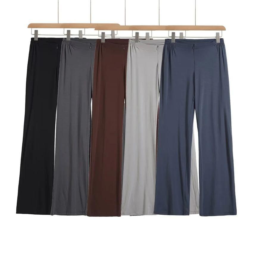 High Rise Plain Wide Leg Pants Product Image