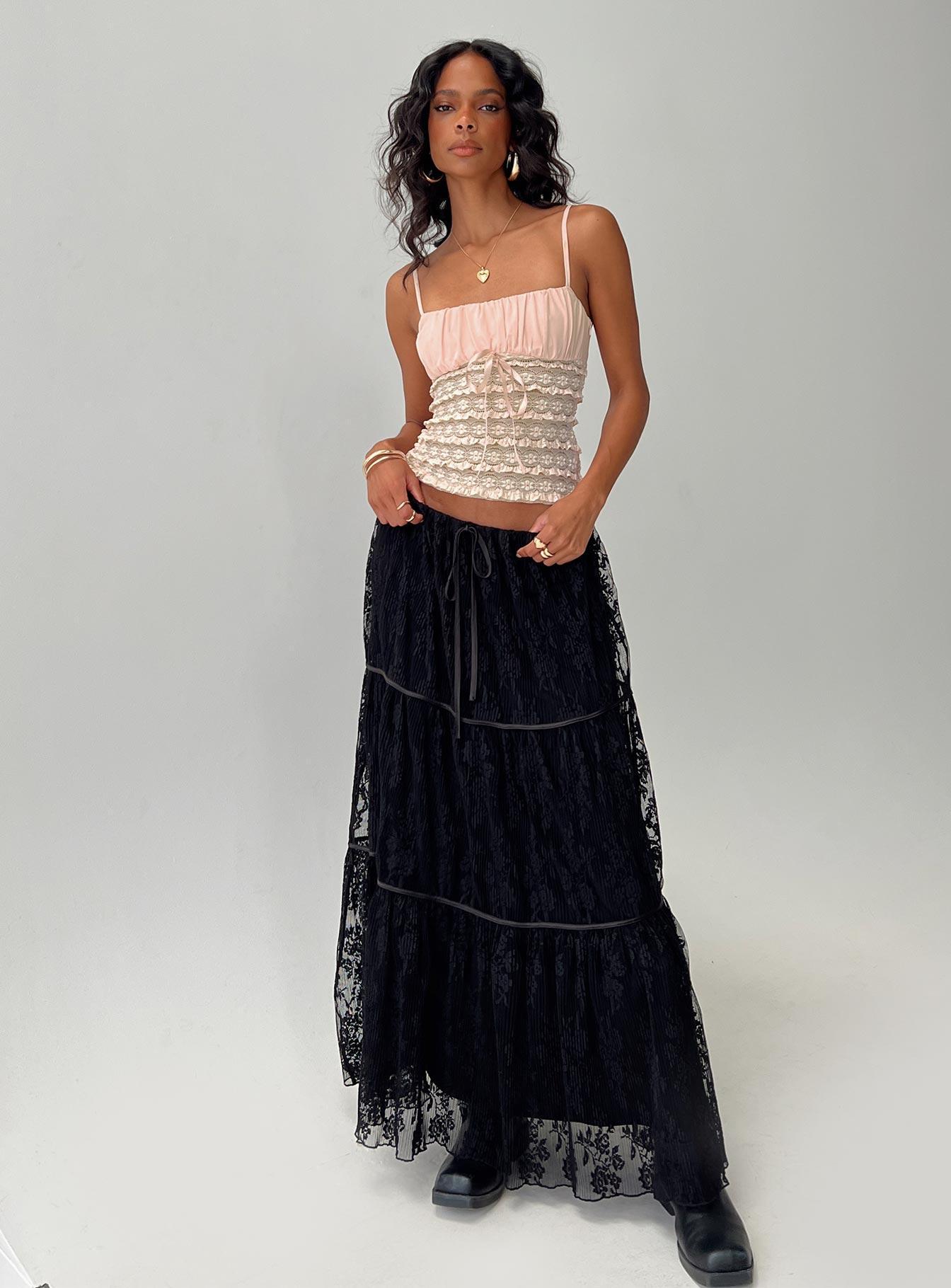 Oh Plisse Maxi Skirt Black Product Image