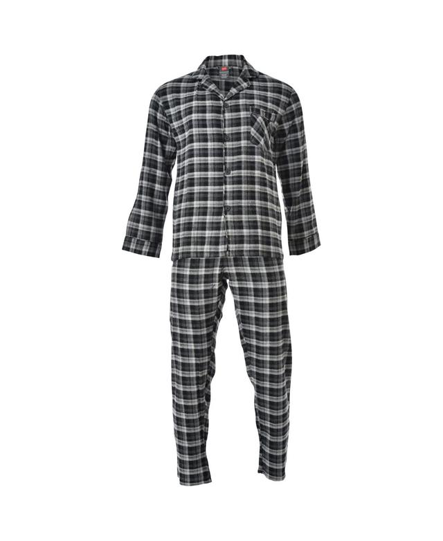 Hanes Mens Flannel Plaid Pajama Set - Red Product Image