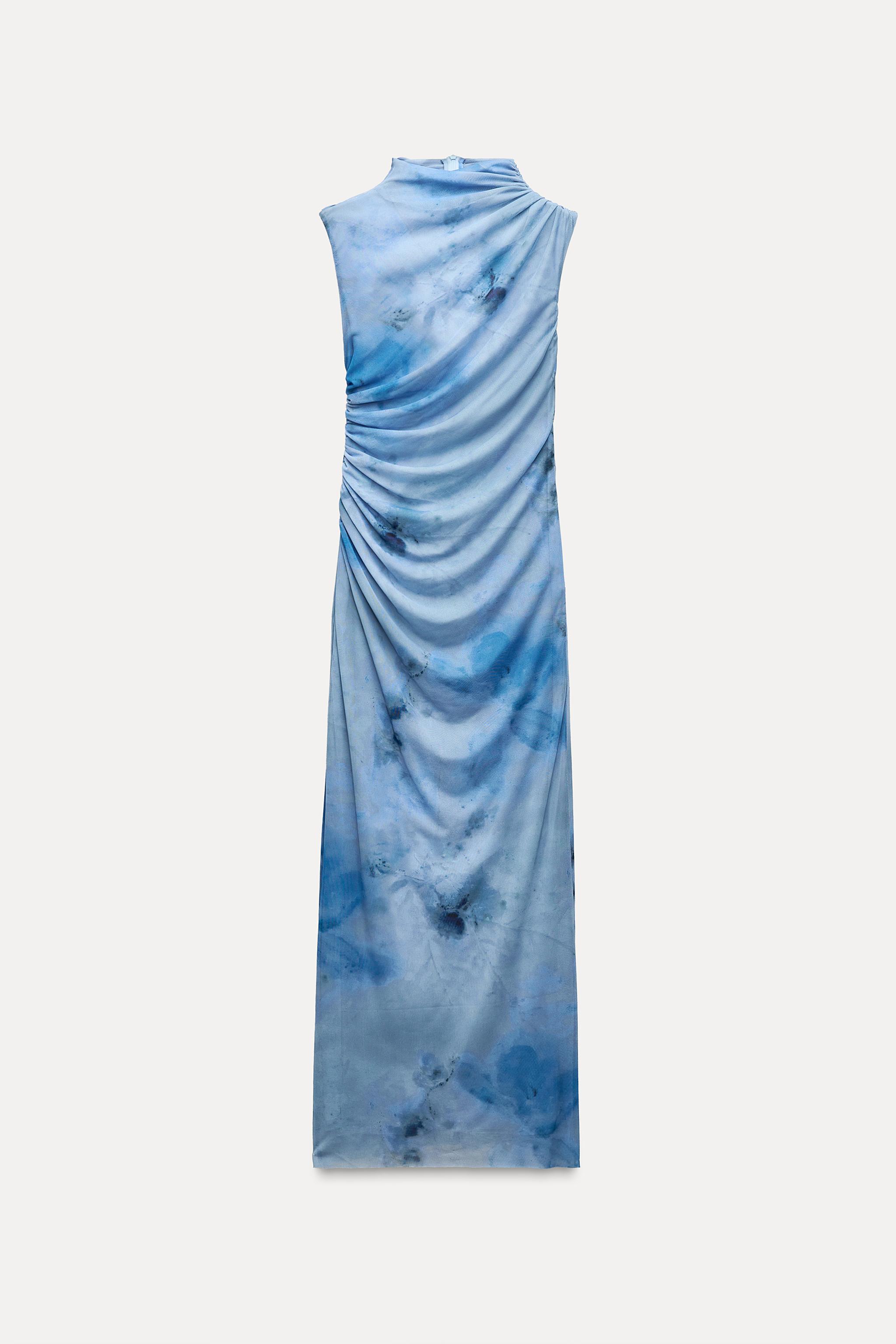 DRAPED PRINTED MIDI DRESS Product Image