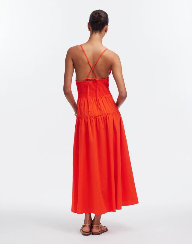 Smocked Halter Midi Dress in Poplin Product Image