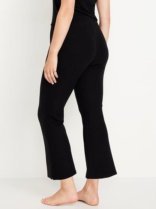 High-Waisted Ribbed Crop Flare Lounge Pants Product Image