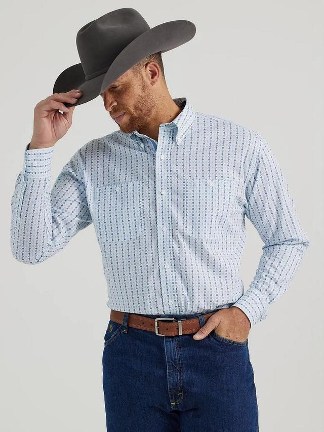 Wrangler® George Strait™ Men's L/S Globe Blues Print Button Shirt Product Image