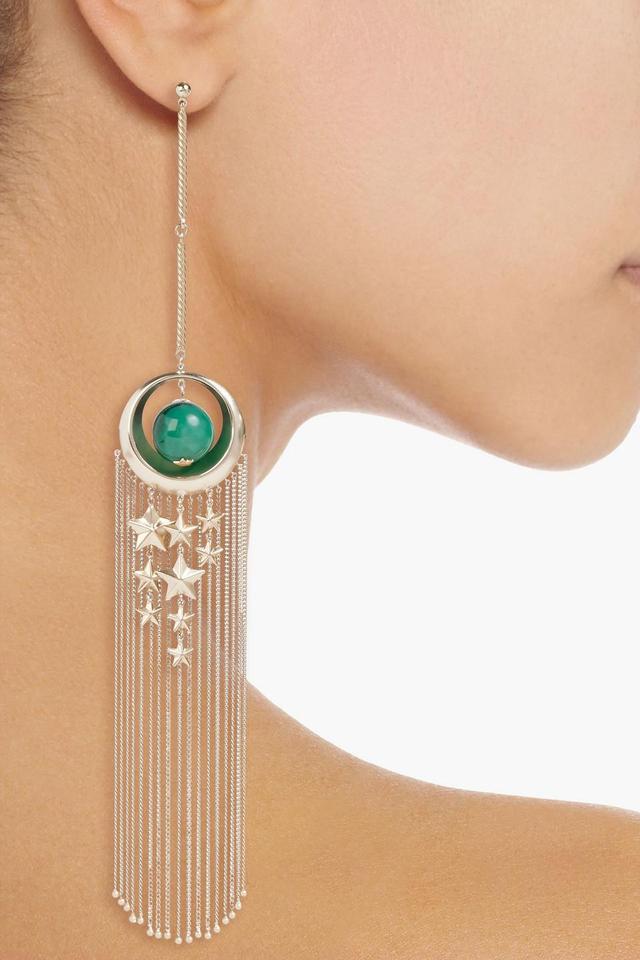 Gold-tone Agate Earrings In Emerald Product Image